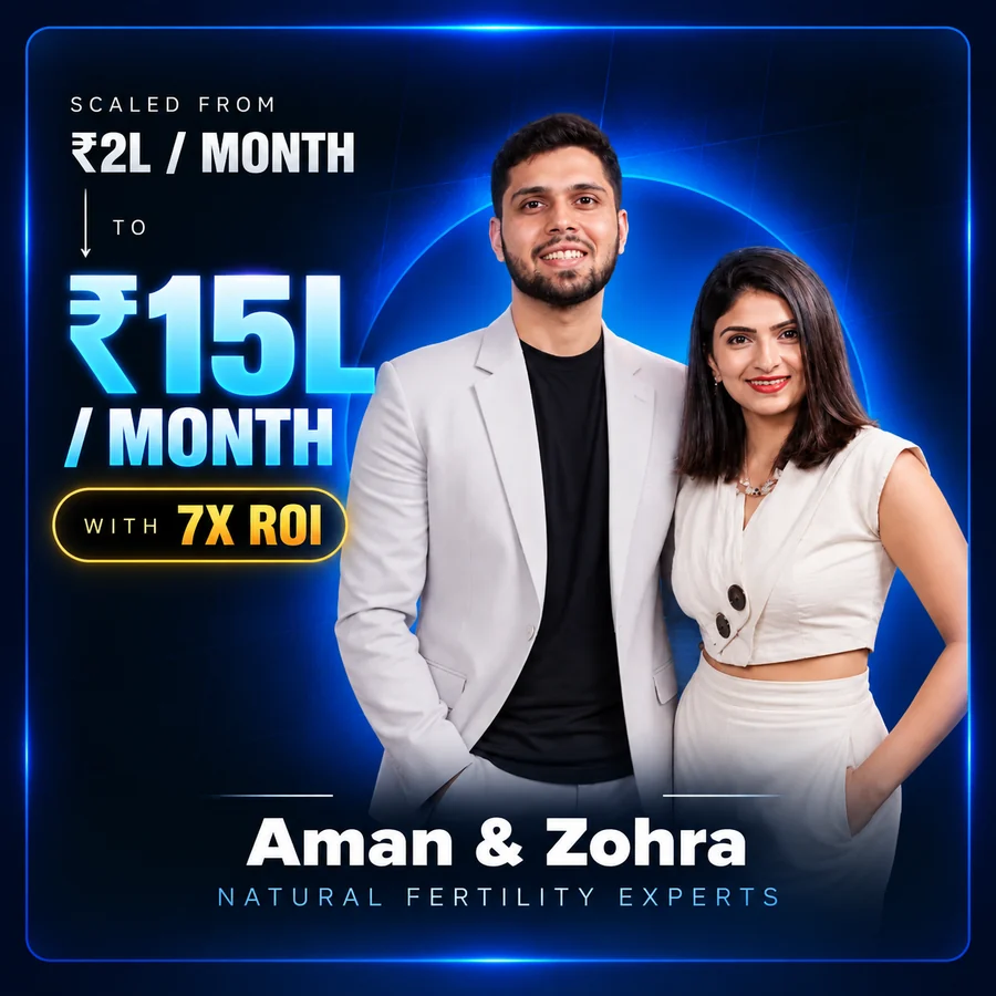 Aman & Zohra. Natural Fertility Experts. 2L/month → 15L/month. 7x ROI