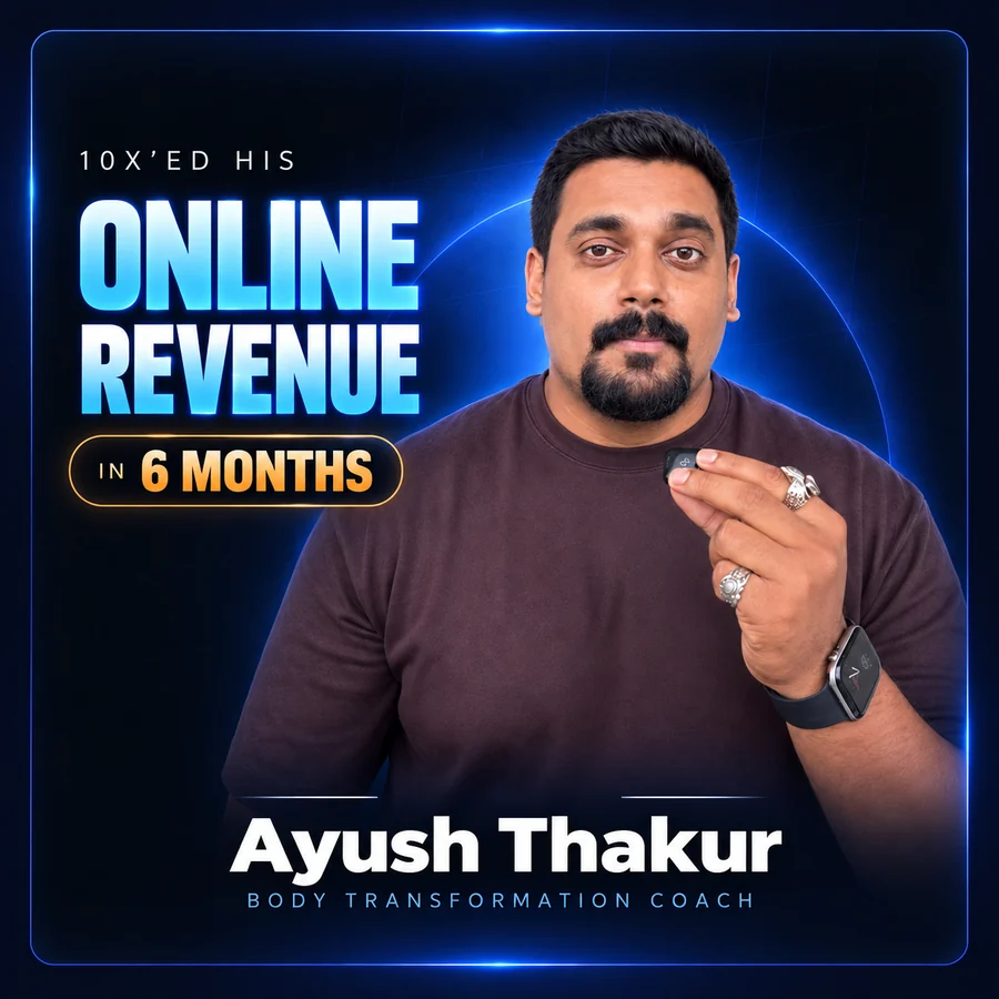 Ayush Thakur. Body Transformation Coach. 10x’ed his online revenue in 6 months